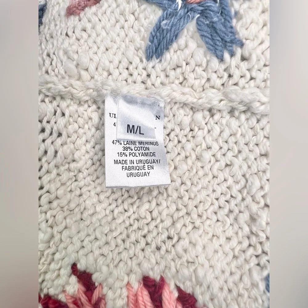 RARE Ulla Johnson Palma Embroidered Knit Peplum Sweater Crocheted Handmade Sz ML - Picture 6 of 8